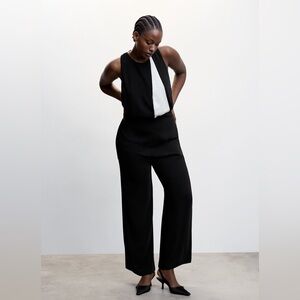 NWT Mango MNG Colorblock Sleeveless Round Neck Straight Leg Jumpsuit size L